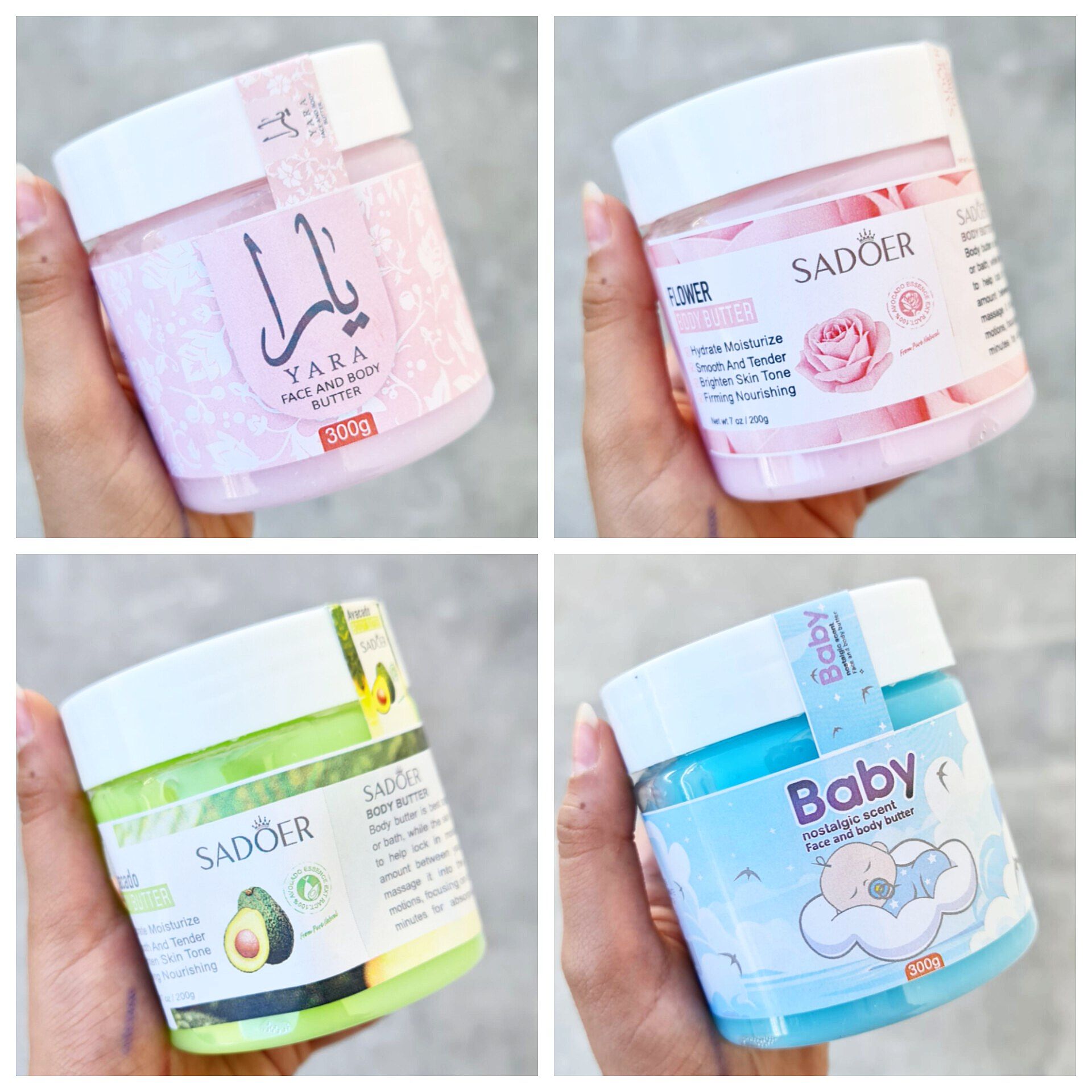 کره بدن در ۴ رایحه😍✨ گل،یارا،بیبی،آووکادو